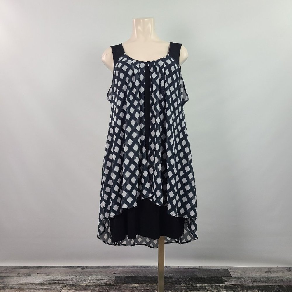 Penningtons Black Check Overlay Jersey Dress Size 4X